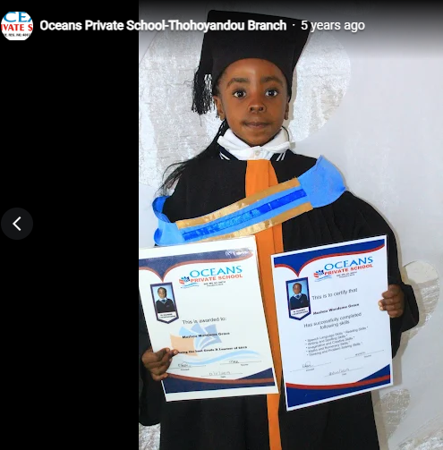 Young graduate with Oceans Private School certificates